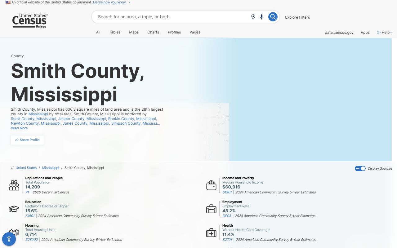 Census profile data tied to Smith County Circuit Clerk election duties