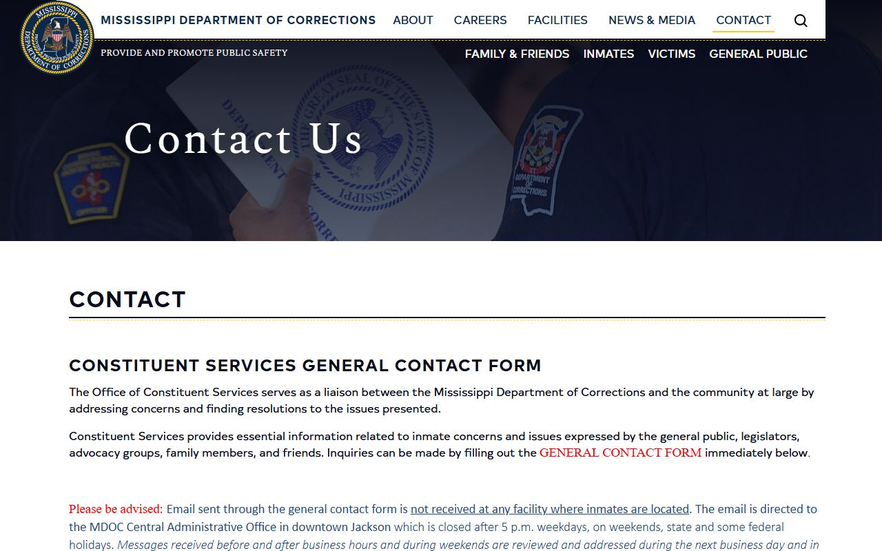 Smith County arrest records and the Mississippi MDOC contact page