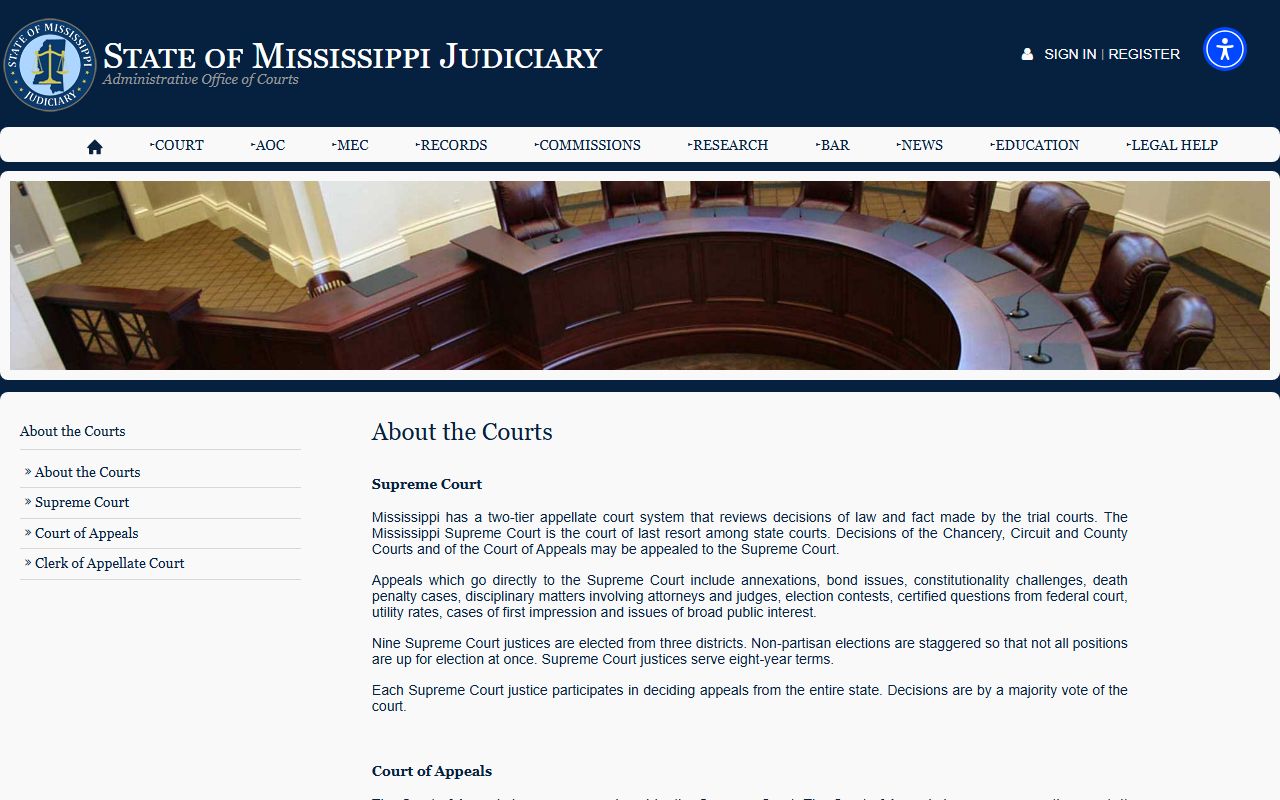 Mississippi court structure overview behind Smith County court dockets