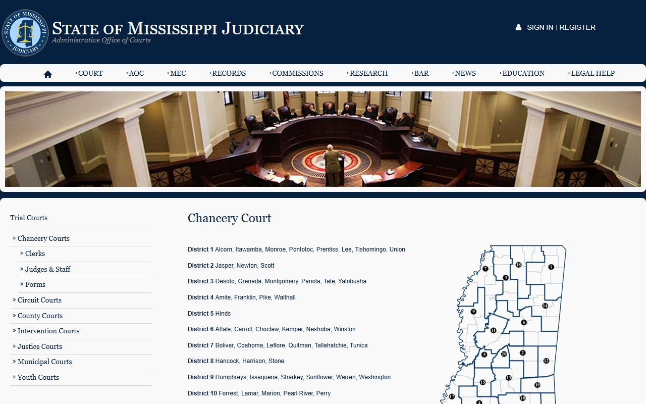 Mississippi Chancery Court overview for Smith County court dockets