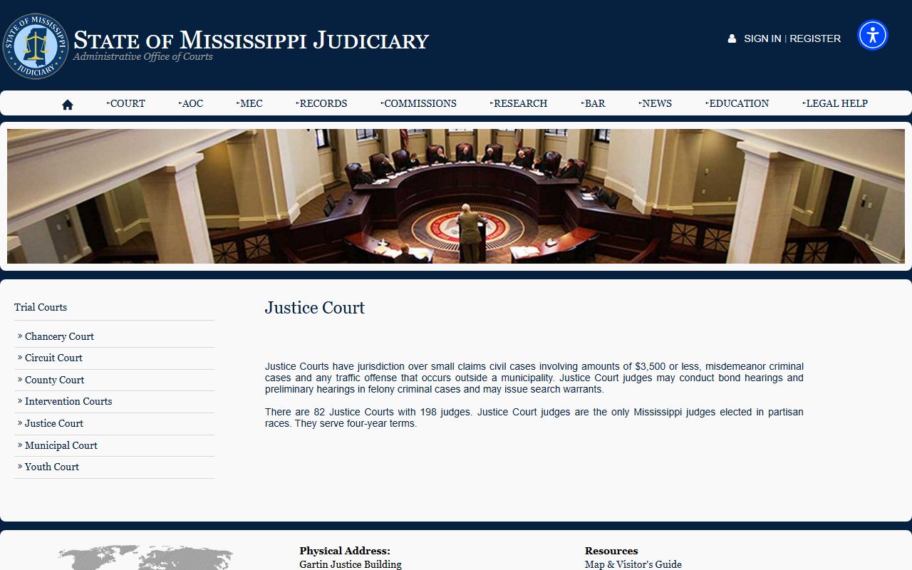 Mississippi Justice Court overview for Smith County court dockets