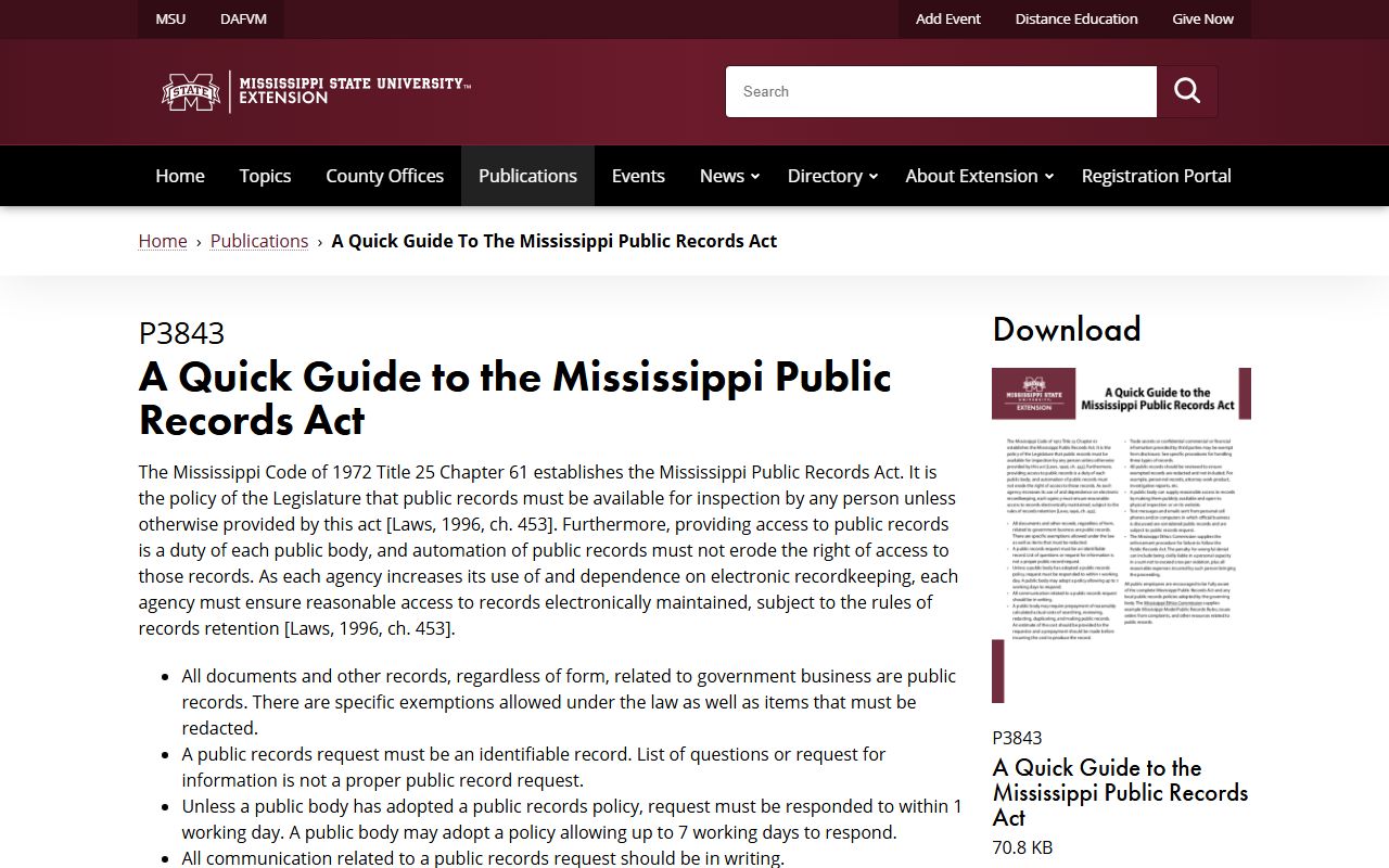 Smith County criminal court records and the Mississippi Public Records Act guide