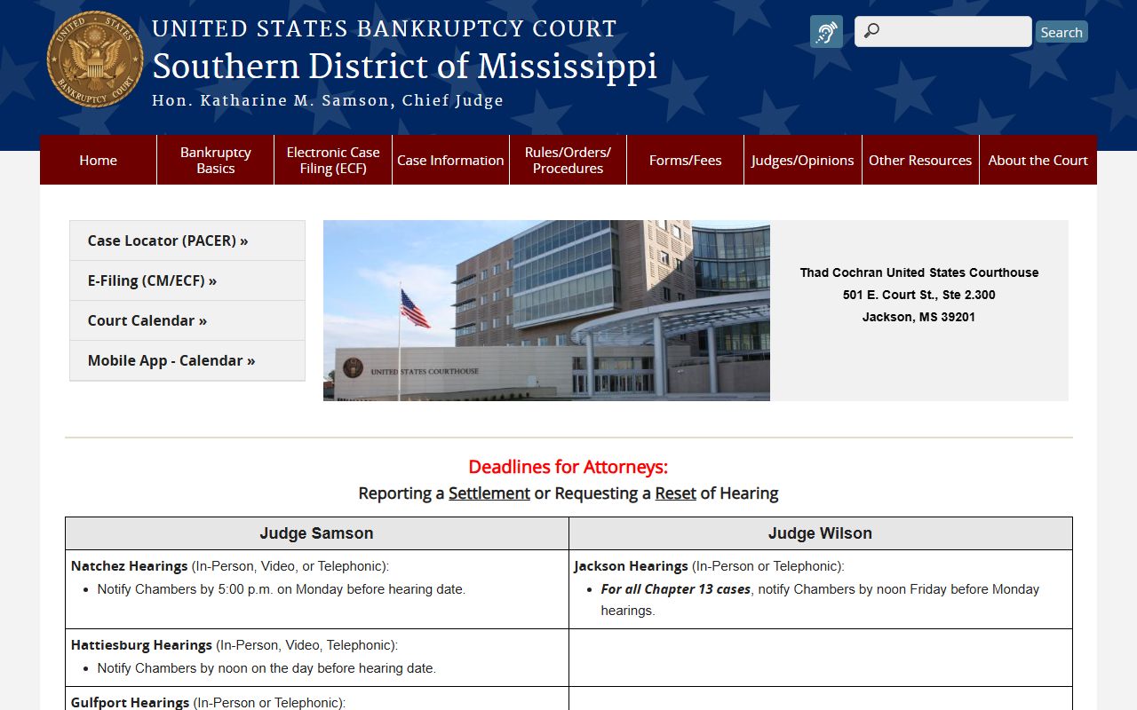 U.S. Bankruptcy Court for the Southern District of Mississippi, separate from the Smith County Circuit Court