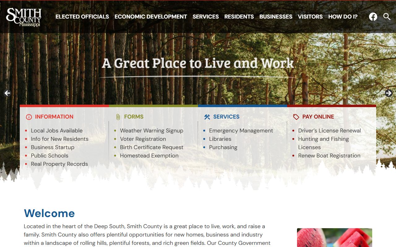 Smith County court records portal on the official county homepage