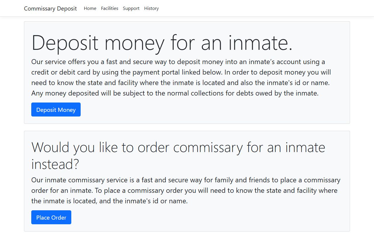 Commissary deposit vendor used for Smith County jail inmate funds