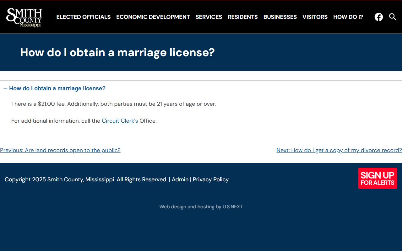 Smith County marriage license FAQ from the county website